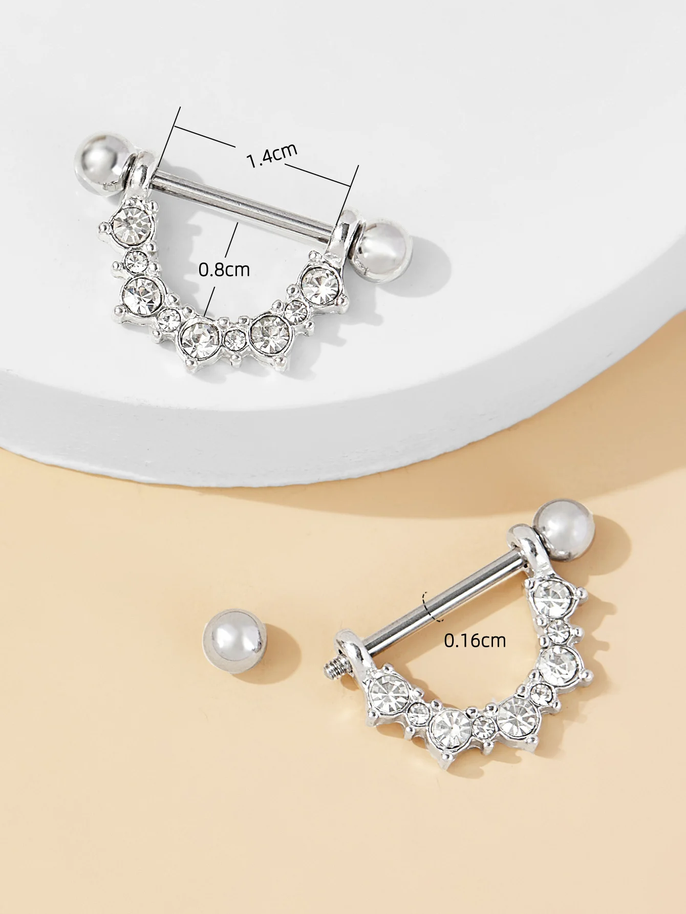 Luxury Shinning Rhinestones Unique Nipple Ring Surgical Titanium