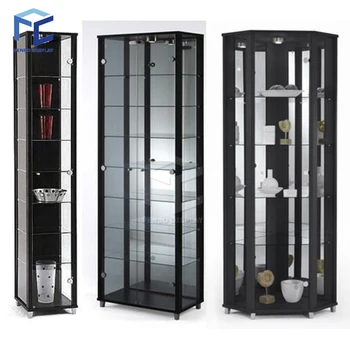 Full glass Modern Titanium Alloy Glass Display Showcase,Glass Jewelry Display Cabinet, Boutique Store Furniture