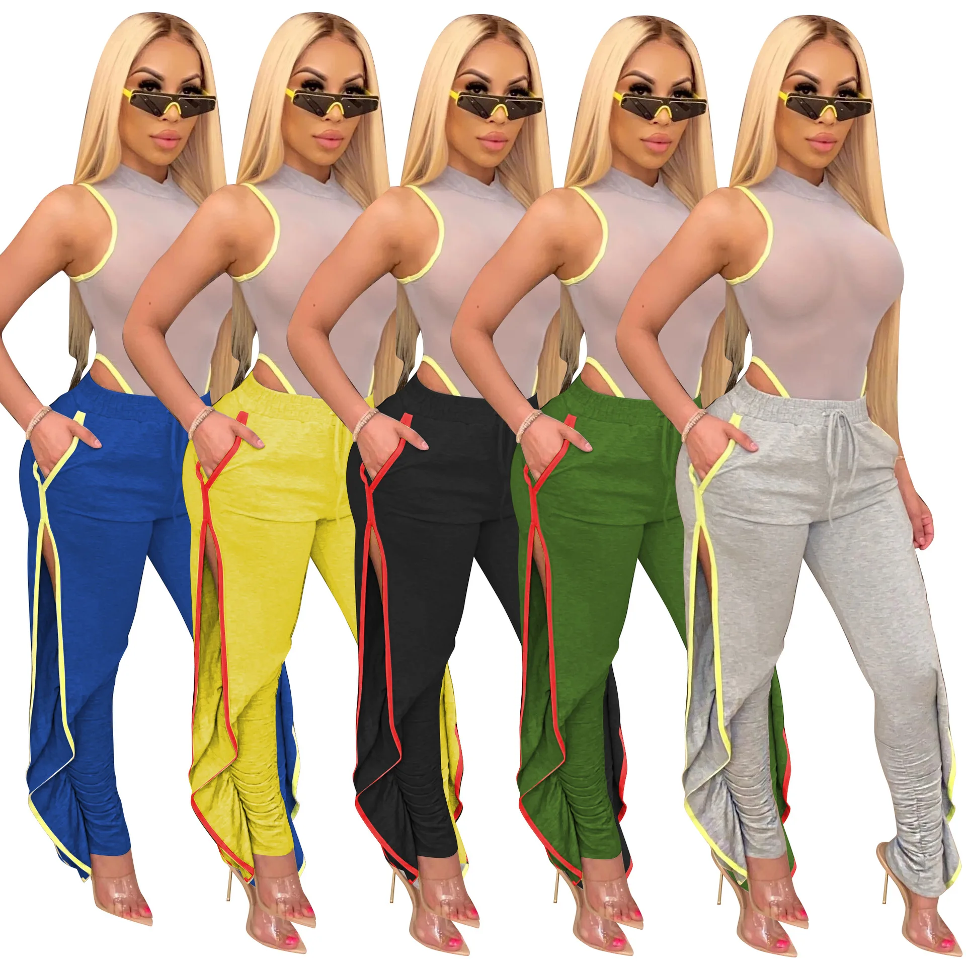 Pantalones De Moda Para Mujer,Pantalón Deportivo Informal Con Abertura Y  Arrugas,Cintura Alta - Buy Las Mujeres Pantalones De Moda,Pantalones  Casuales,Pantalones De Talle Alto Product on Alibaba.com