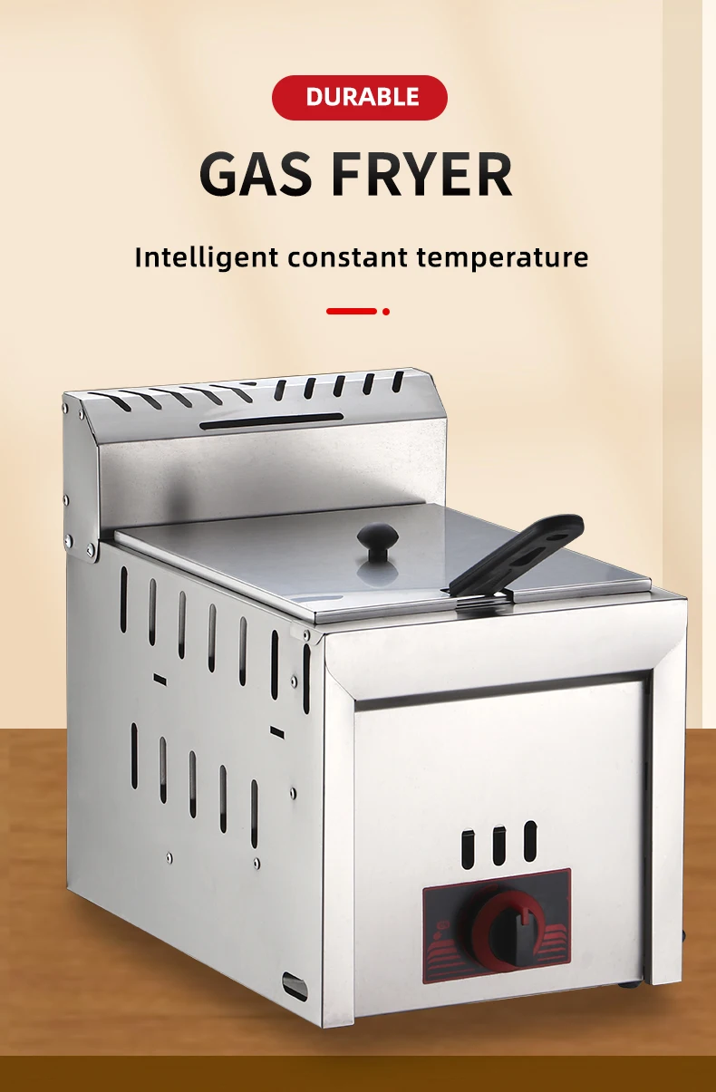 Commercial Stainless Steel 1 Tank Lpg Gas Deep Fryer Table Top Electric