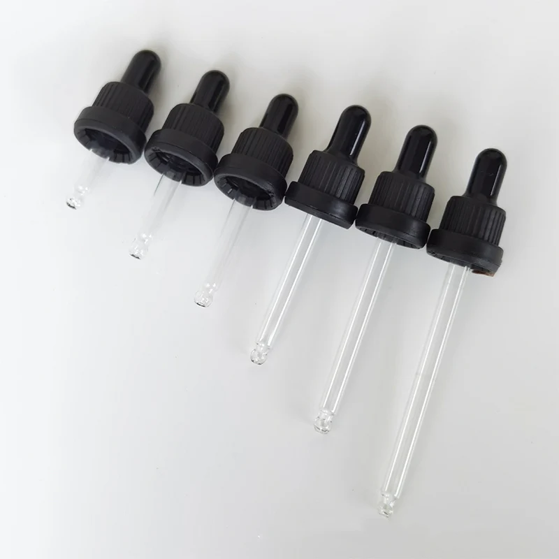 Wholesale 18/415 Glass Dropper Pipette Black Ribbed Tamper Evident ...