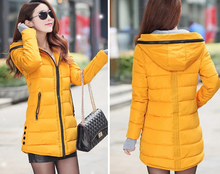 Women Winter Hooded Warm Coat Plus Size Candy Color Cotton Padded ...