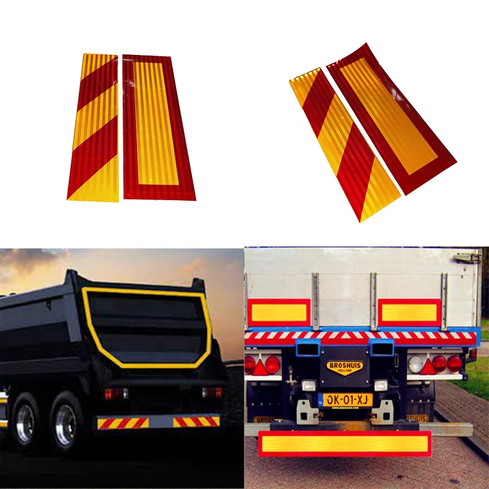 200mm X 1700mm Yellow Red Chevron Reflective Sticker Adhesive Vehicle Truck Bumper Sticker