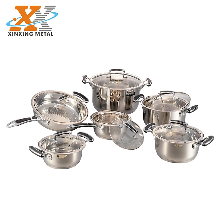 Wholesale 12Pcs Nonstick Frying Pot And Pans Kitchenware Stainless Steel Cookware Sets supplier