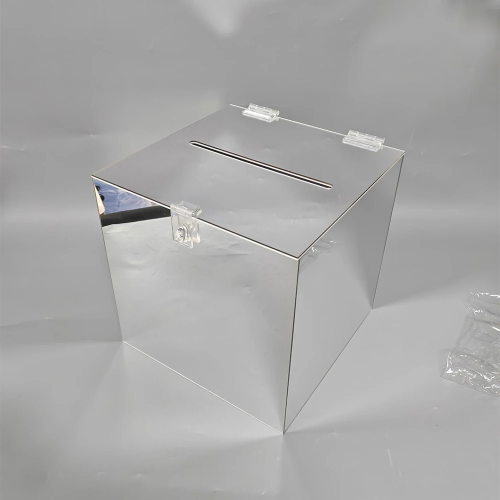 Acrylic Silver Mirror Wedding Card Box Mirror Wishing Well Wedding