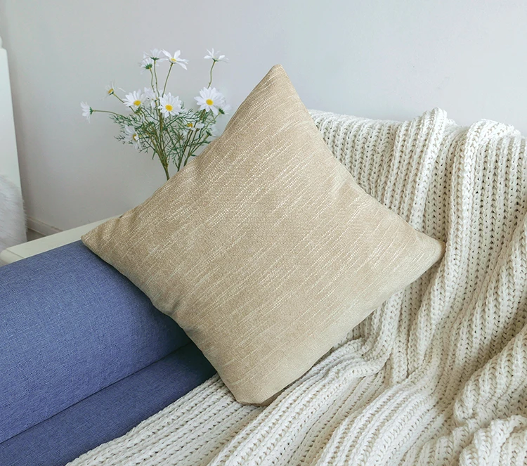 Solid Faux Linen Woven Fabric Throw Pillowcase manufacture