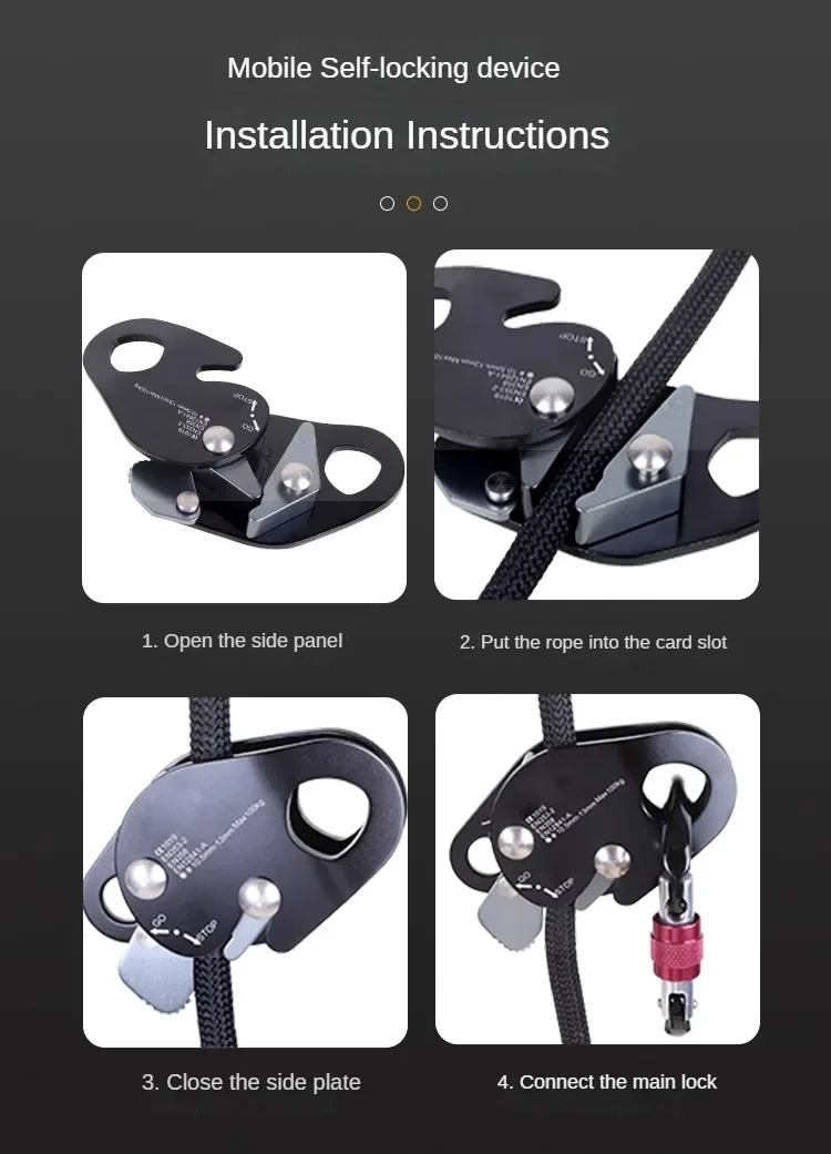 Stop Climbing Rope Grab Climbing Descender Selfbraking Stopper Gear