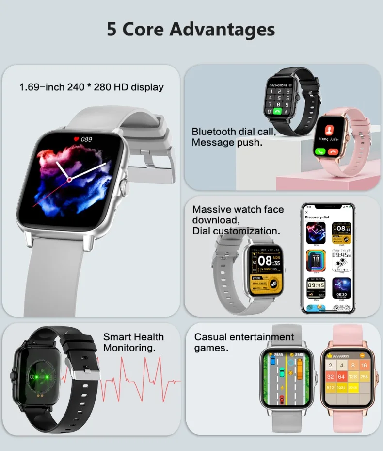 Cheap Touch Screen 1.69" Bt Calling Smart Watch Low Price Hot Sale 2022