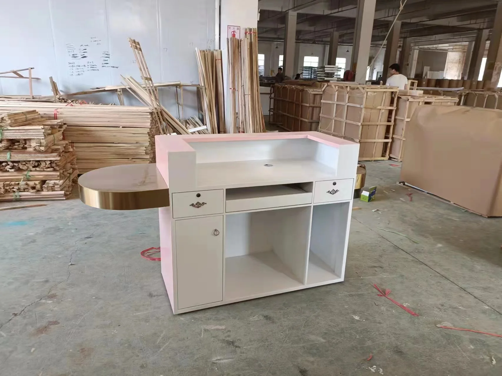 funky reception-desk standard dimension salon reception desk