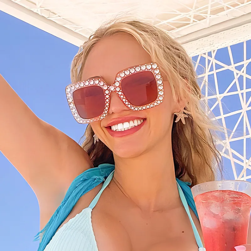 Luxury Square Diamond Sunglasses Women 2024 Oversized  display picture 3