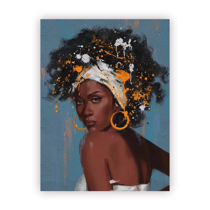 Abstract African Women Canvas Print – Unframed Wall Art Poster, Art Deco Style