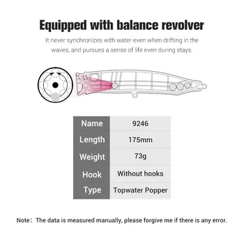 For Nobby 175mm73g ABS Topwater Popper Artificial Hard Bait Wave Climbing Golden Gun GT Luya Bait Without Hooks Fishing Gear – Popper – view 3