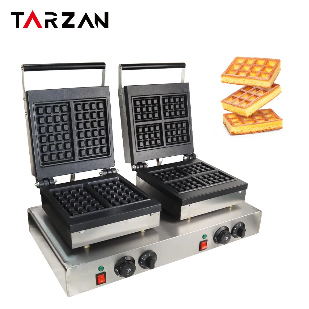 Commercial professional 2+4pcs waffle maker machine snack food equipment with iron cast cover for sale details