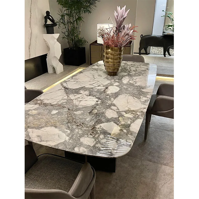 Black Eagle White Marble Marble Dining Table