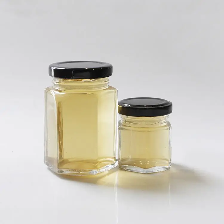 100 Pack 1.5Oz Mini Hexagon Glass Jar with Lid, Honey Jars Small