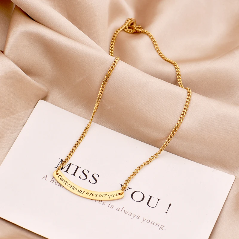 Ciondolo Collana Barra In Acciaio Personalizzabile Con Incisione - Regalo In Scatola Regalo