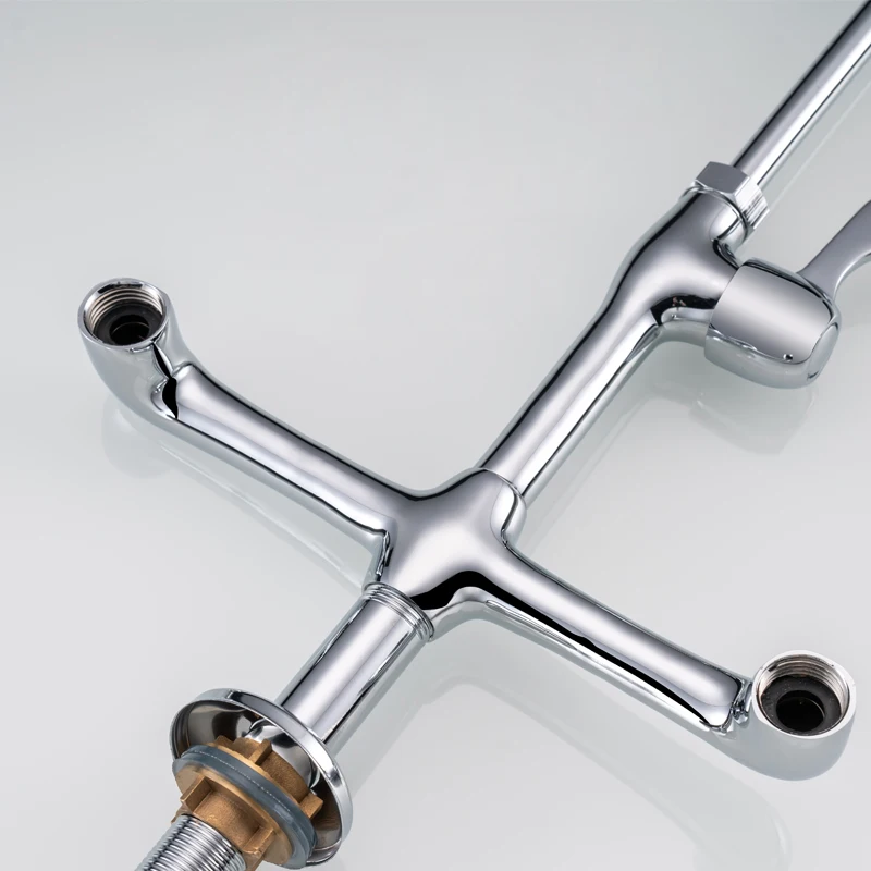 Triple 3 Way Outlet Lab Faucet Water Tap Brass Hot Cold Lab Gooseneck Sink Assay Faucet