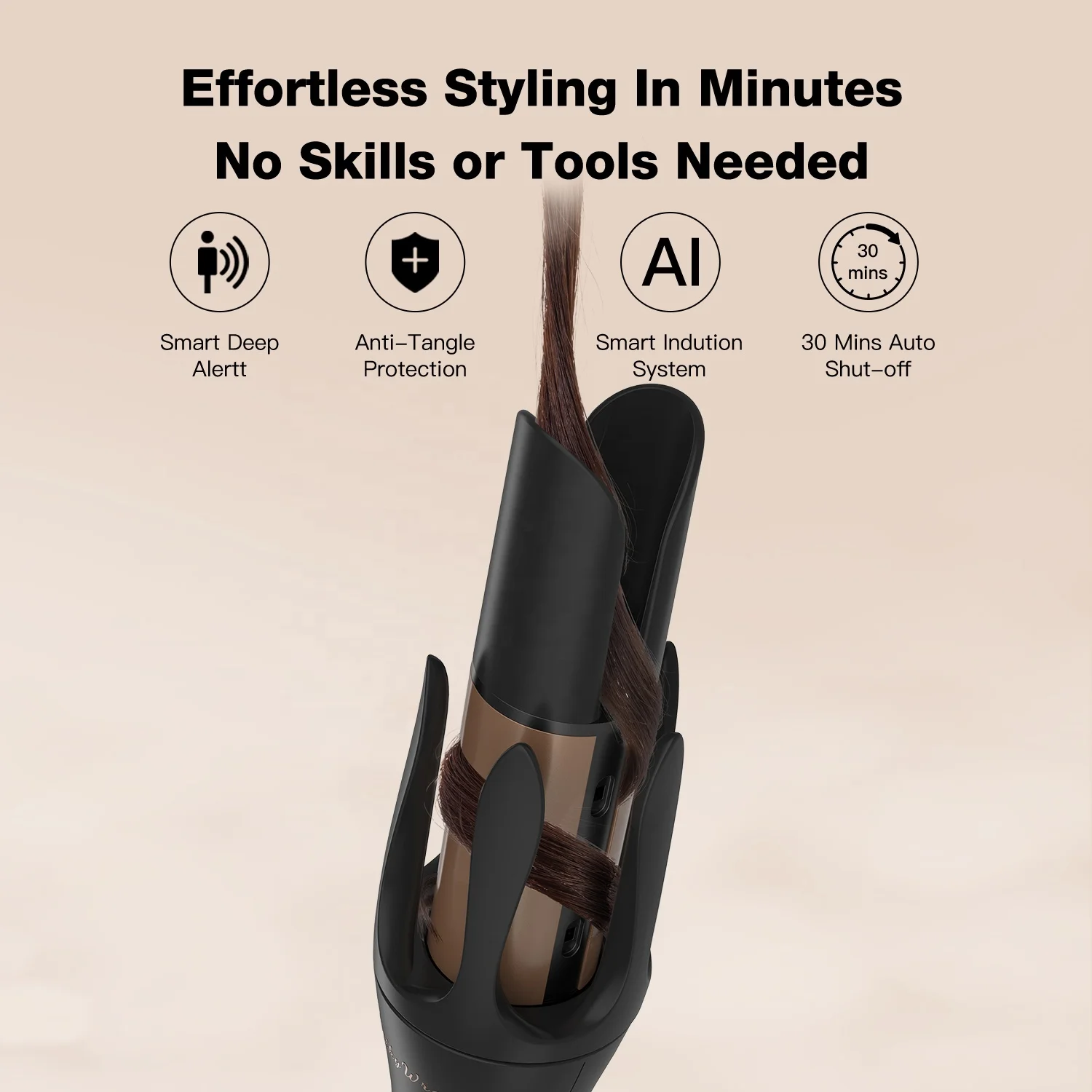 Lena Custom Smart Anti-stuck Ionic Electric Auto Rotating Ceramic Hair Curler Rotatable Automatic Curling Iron Wand