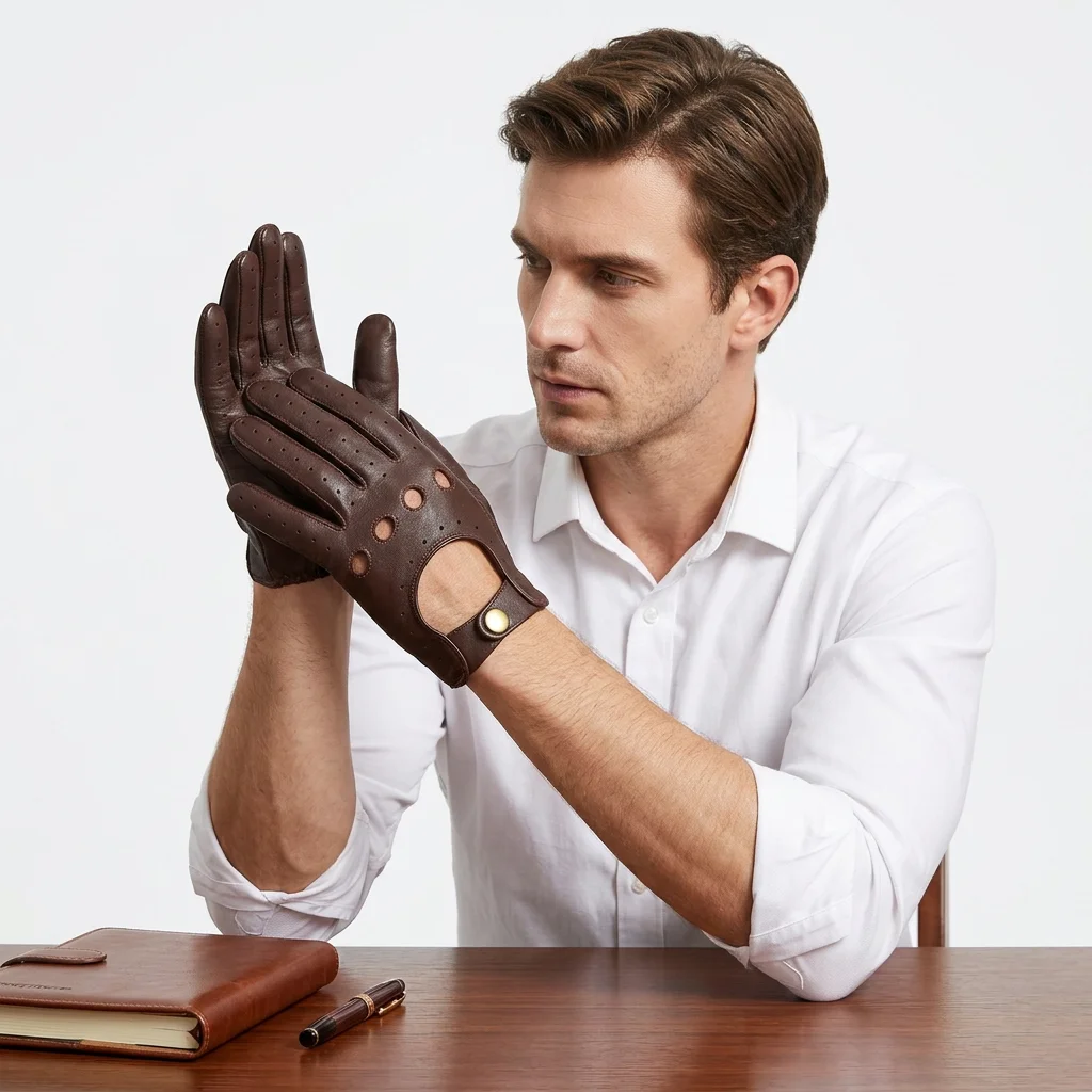 Best Design Men's Cowhide Leather Gloves for Car Driving High Quality and Low Priced Customized Soft Driving Mittens