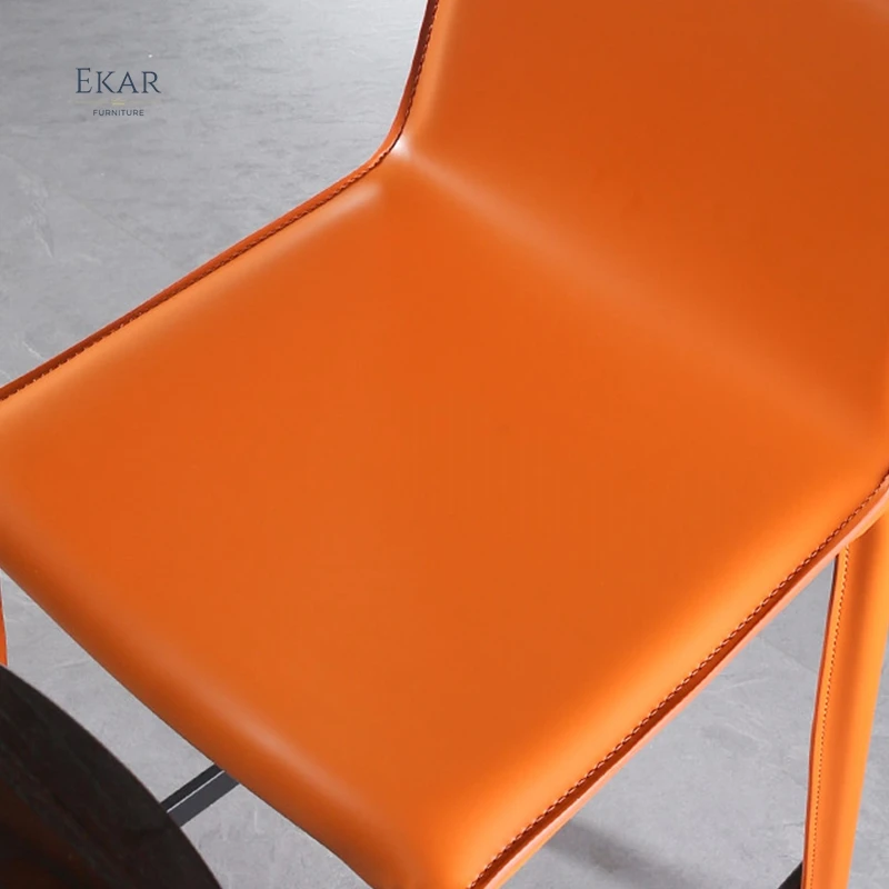 Ekar Furniture Foshan Supplier Nordic Design Saddle Leather Luxury Home Bar High Chair factory