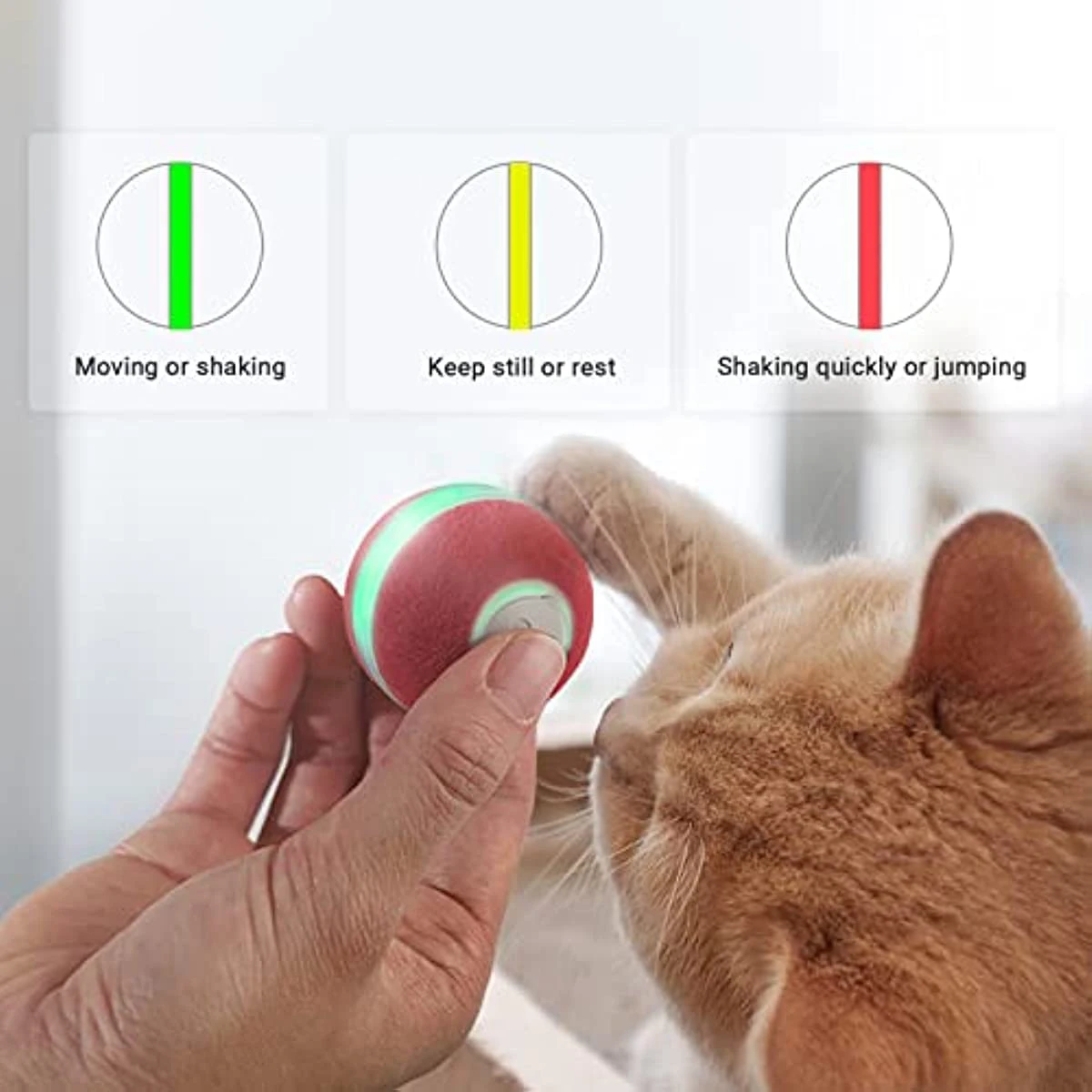 Smart Interactive Cat Automatic Moving Bouncing Rolling Ball for Indoor Kitten Pet Ball with Lights and Bell Pet Toys - Image 2