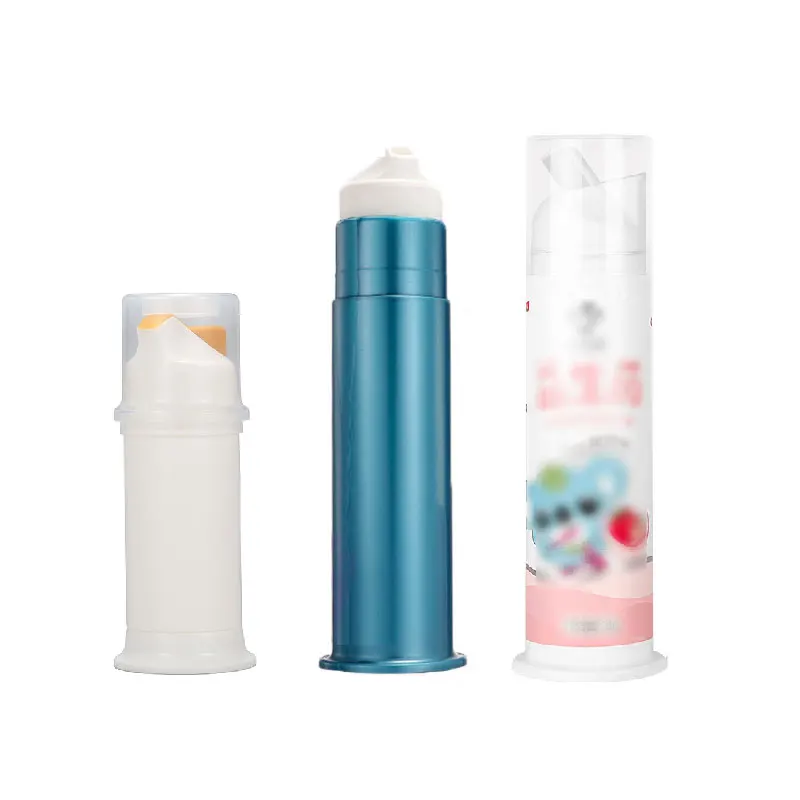 White 60g-100g 100ml PP Cylinder Airless Pump Bottle for Toothpaste ...
