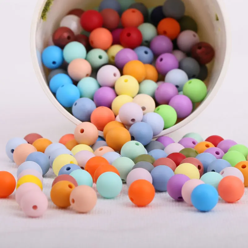Wholesale Round Letter Baby Teething Wood Beads Bpa Free Silicone Beads