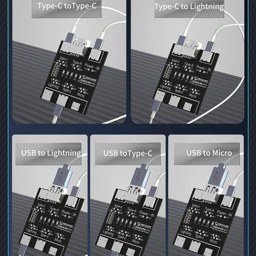 Testeur De Câble USB C / A / Micro USB - Carte Diagnostic Données Et Charge Multi-ports