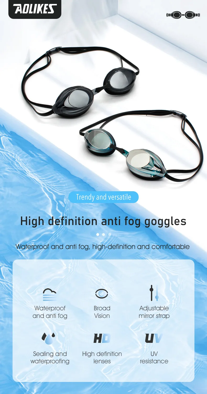 Aolikes Wholesale Customized Swimming Goggles Boxes For Adults Anti Fog