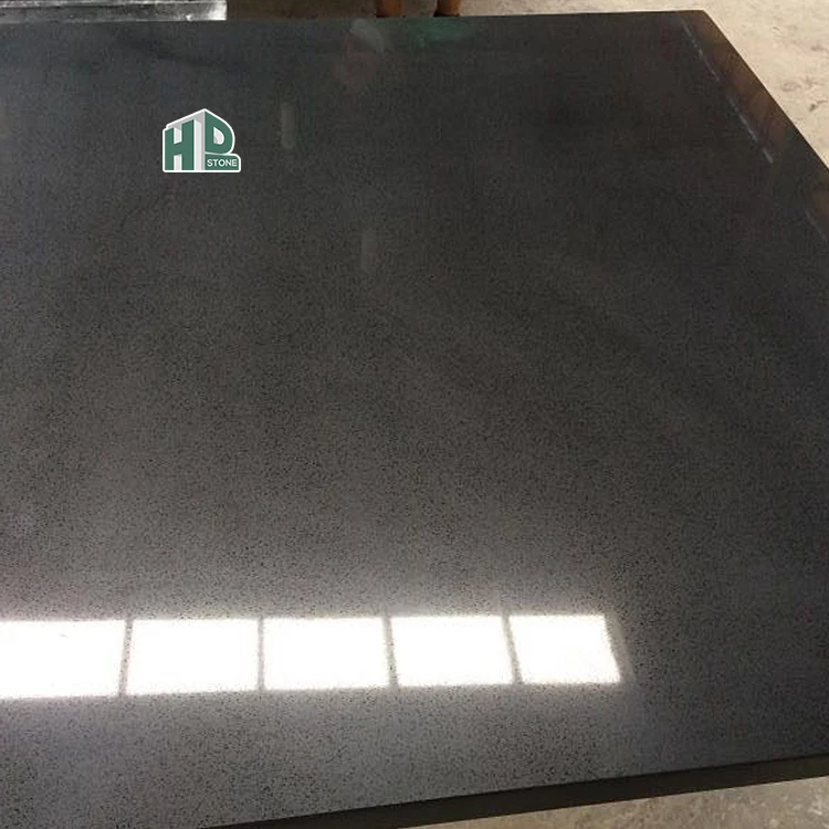 HD Stone Artificial Kitchen Countertop Slab Tile Absolute Pure Marble Galaxy Stellar Black Stone Quartz