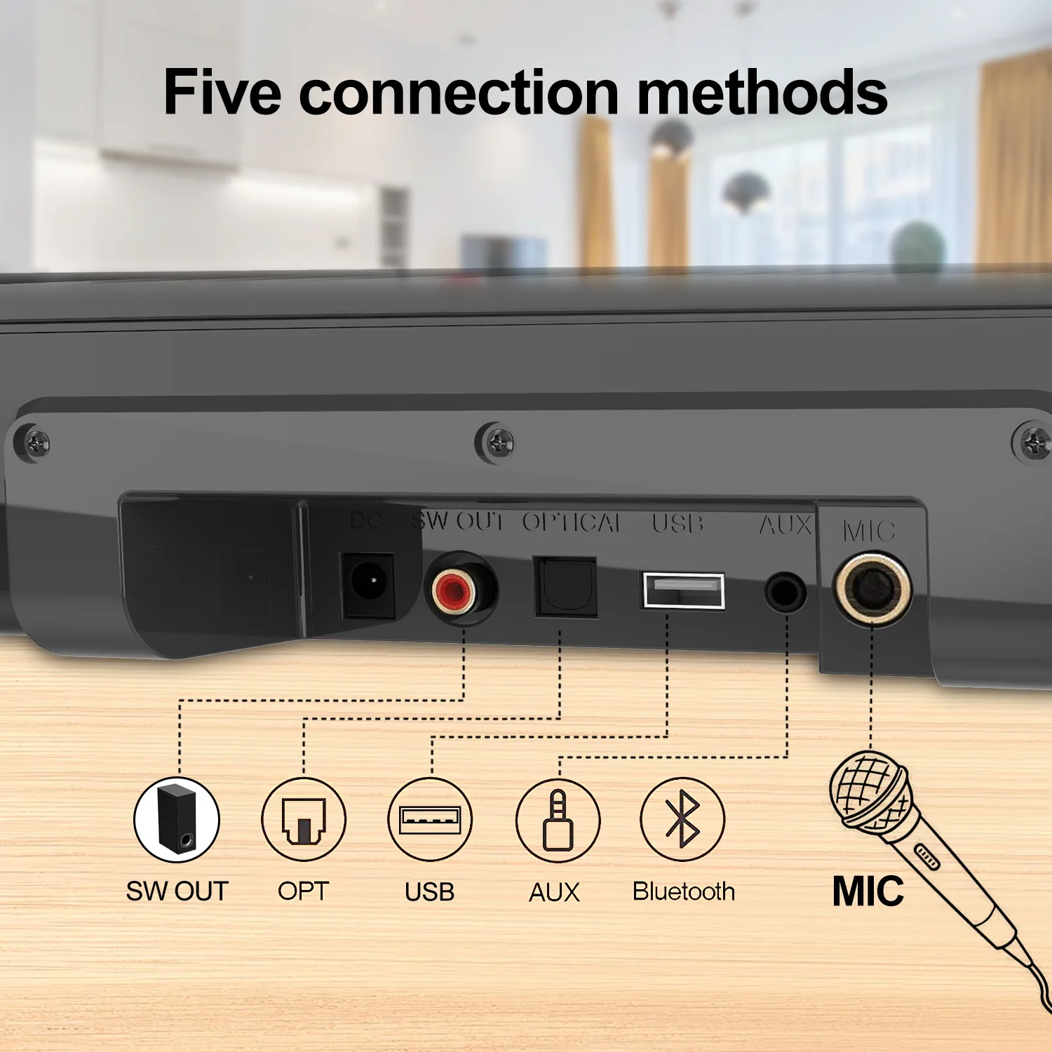 S22 Home Wireless Soundbar with HiFi Cinema Amplifier FM Radio for Subwoofer