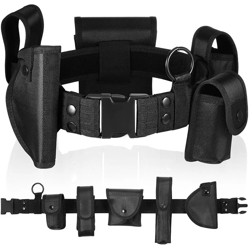 Heavy Duty Adjustable Modular Equipment Security Utility Tactical Belt with Components Pouches Bags Holster for Security Hunting