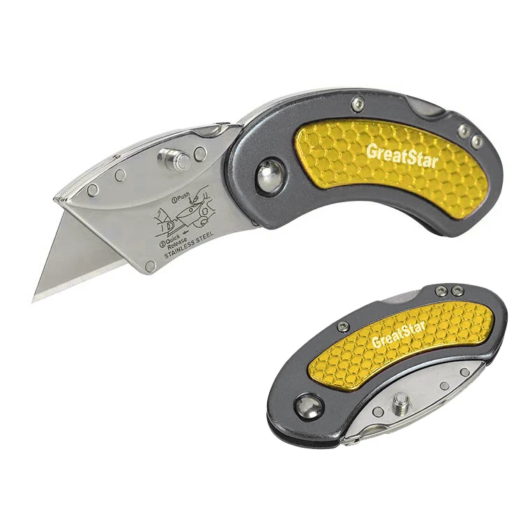 Patented Quick Change Knife Mini Folding Utility Knife Secure Lock Back