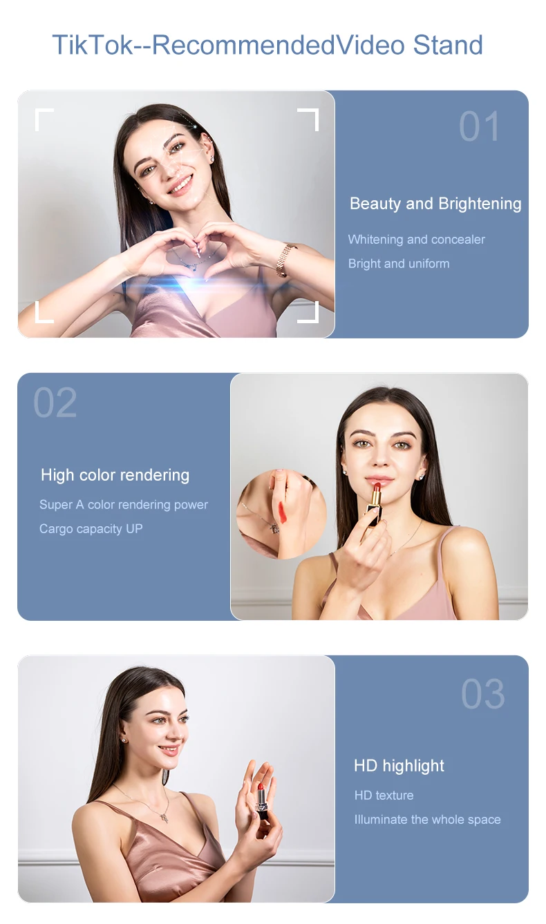 Live Video Recording LED Ring Light Adjustable Phone Stand Selfie Fill Light Foldable Desktop Lamps 3600mAh Battery