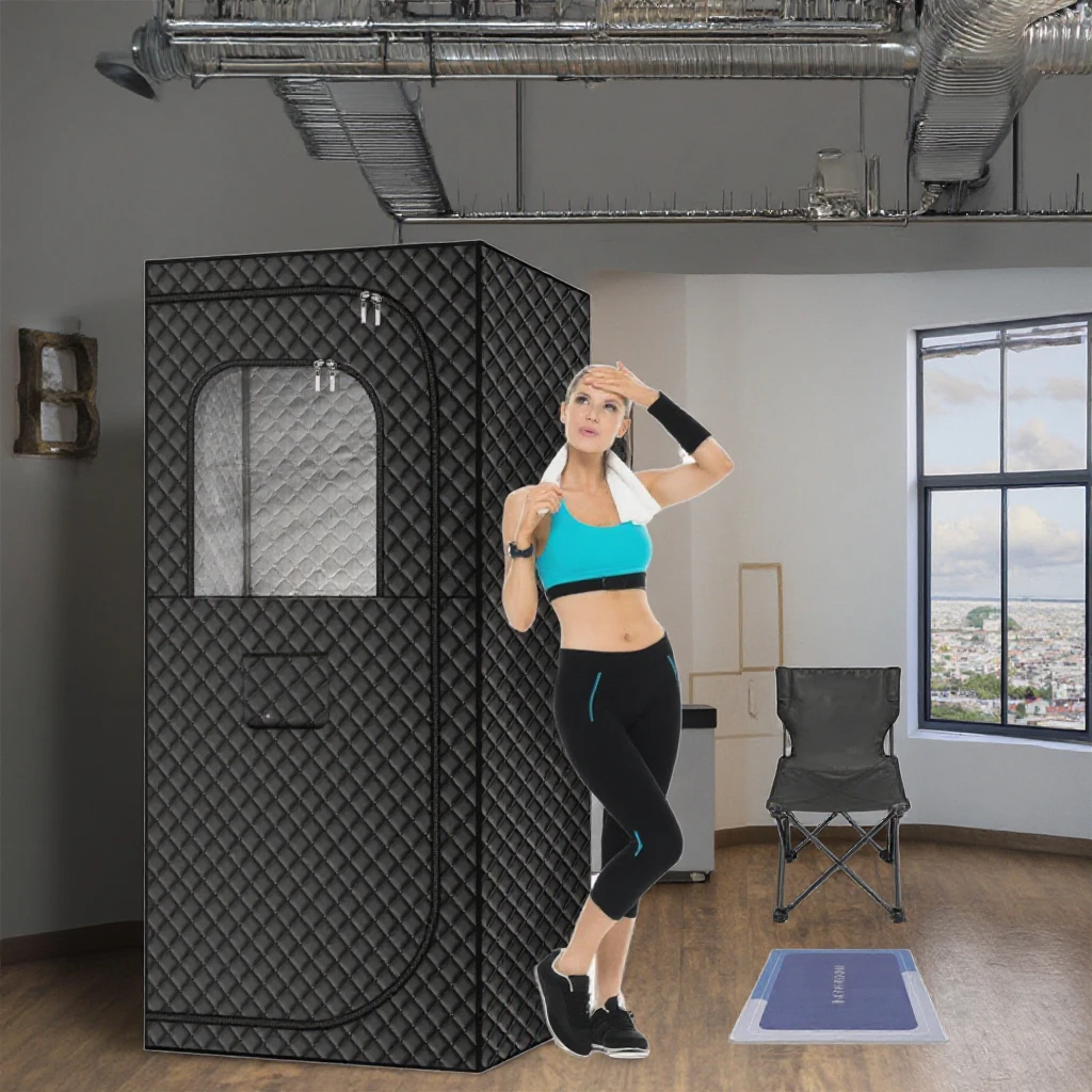 Steam Sauna Box Home Spa Remote Control Folding Chair for Gym Pilates  Garage Hot Tub with Sauna Tent