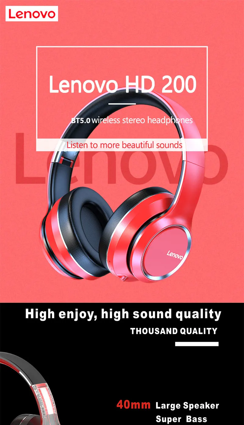 Original Lenovo Hd200 Wireless Bluetooth Stereo Sports Headphones ...