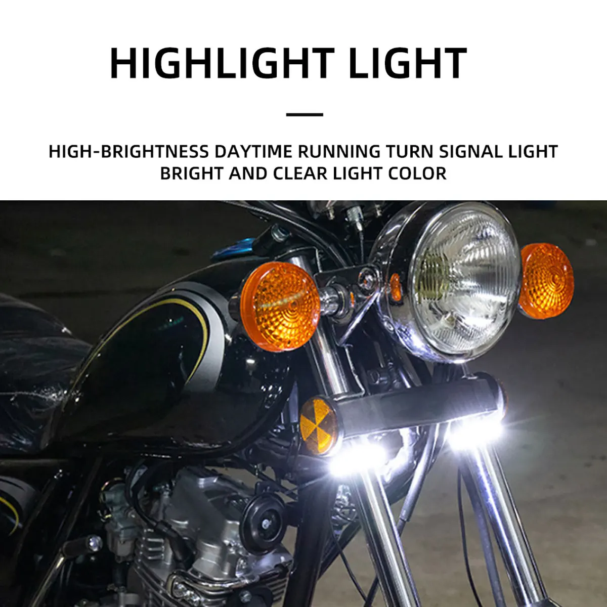 2PCS Flexible Motorcycle LED Turn Signal Lights - Switchback White
