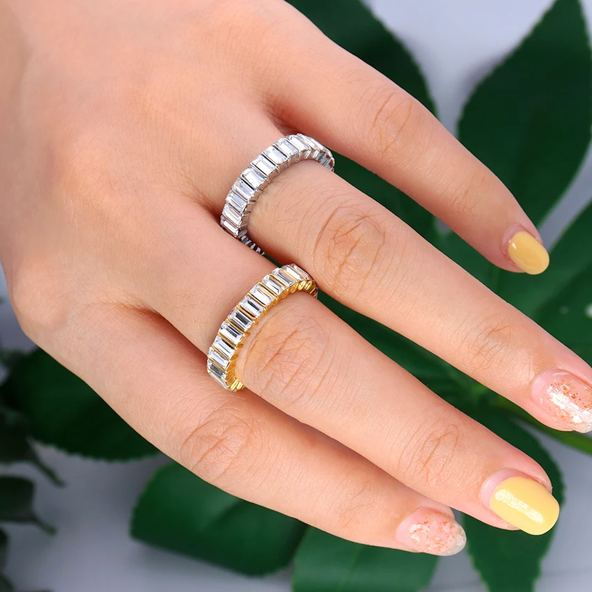 Anillos de acero inoxidable brillante para mujer, sortija de