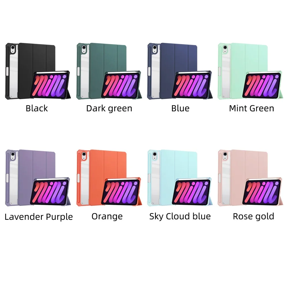 Оптовая продажа, 8,3-дюймовый чехол для iPad mini6, жесткий акриловый и мягкий чехол из ТПУ, держатель для карандашей, чехол для iPad