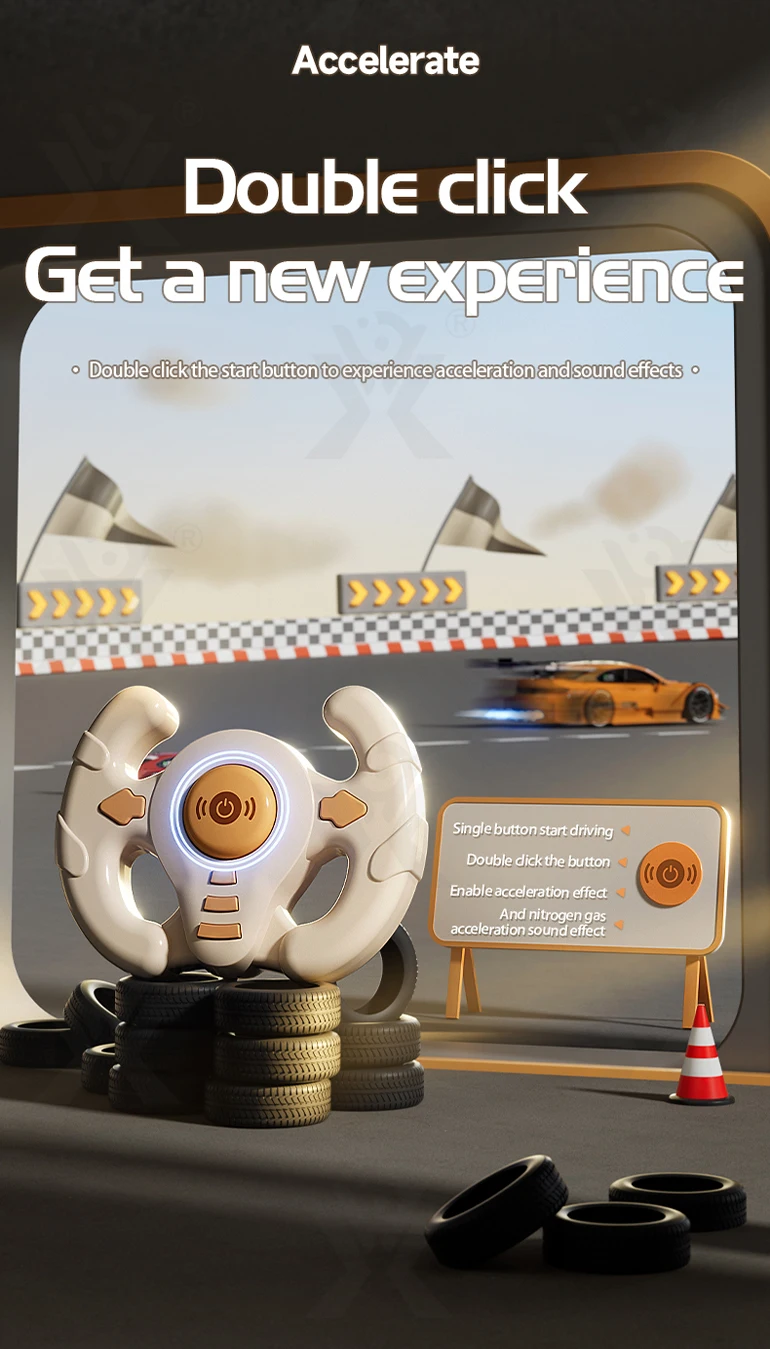 Chengji Racing Car Electronic Adventure Game Steering Wheels Toys Kids Educational Desktop Simulation Steering Wheel Toy Game