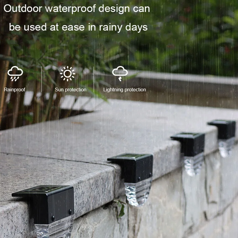 Светодиод солнечная энергия красочный теплый белый лестничная лампа подходит для наружного сада украшения двора ступенчатого ограждения настенный светильник