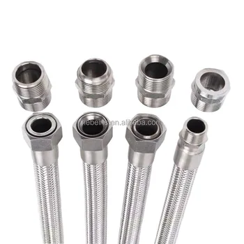 Customized Stainless Steel 304 Threaded Connection Flex Wire Braid Flexible Metal Hose Metal bellows Flexible metal connector Me