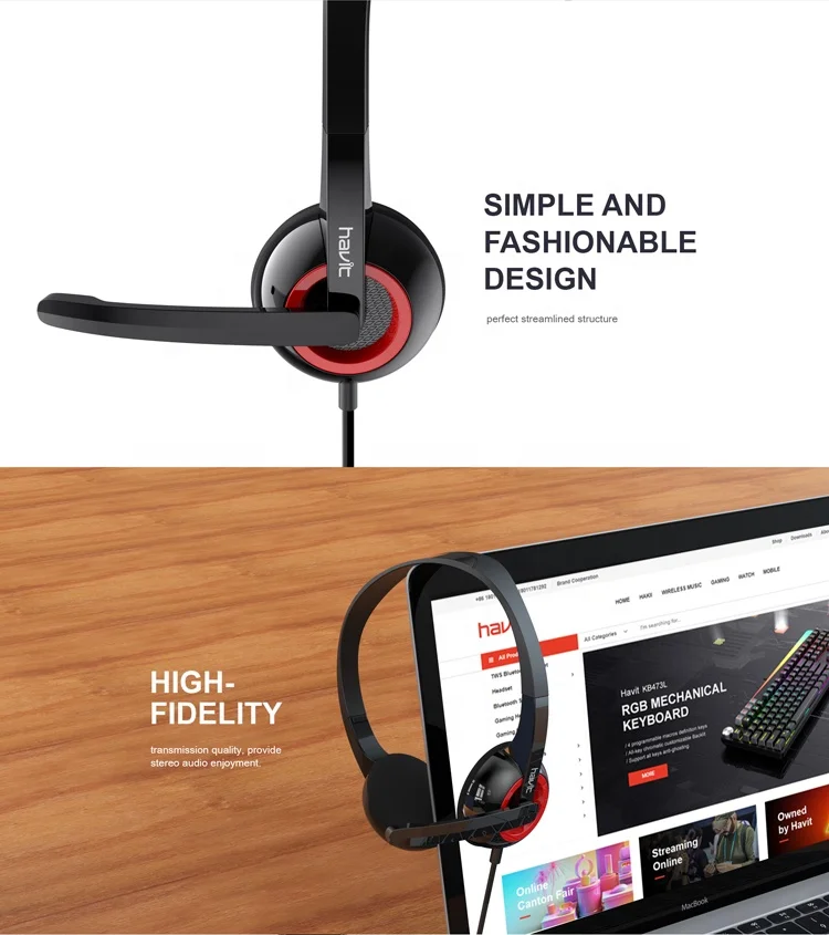 H202D Havit Guangzhou Pc Headset Computer Earphone Stereoheadphone on Ear With Microphone