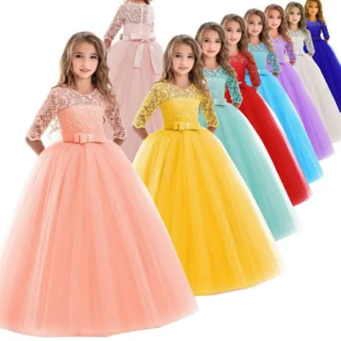 Party Princess Dress Wedding Ball Birthday for UK Age 5-14 Gown Girls Kids Prom