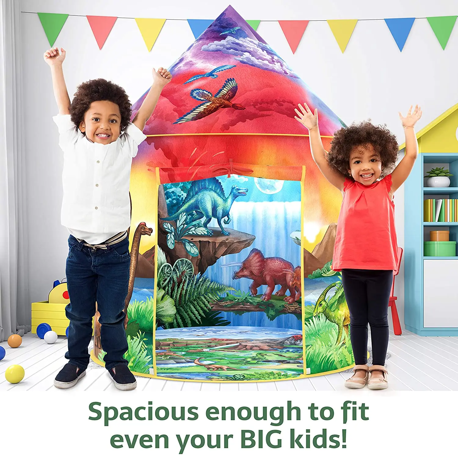 Dinosaur Discovery Kids Play Tent an Extraordinary Adventure Dinosaur Tent Pop Up Tent for Kids Outdoor and Indoor Tents for Kids Dinosaur Toys for Kids Gift for Girls & Boys 