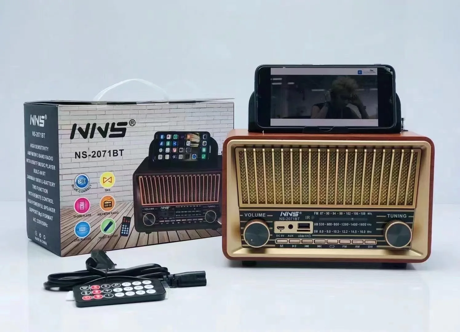 NNS 2071BT AM FM SW 11バンドポータブルラジオ、デジタル表示付き