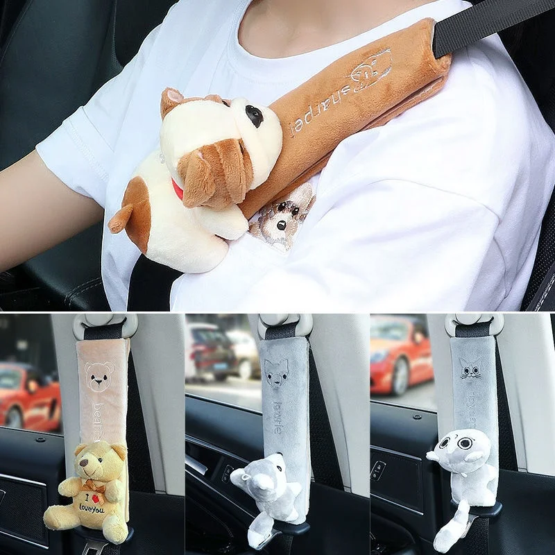 Cute Animal Car Seat Belt Pads Universal Car Seat Shoulder Strap Pad Cushion Cover Car Seat Belt Cover