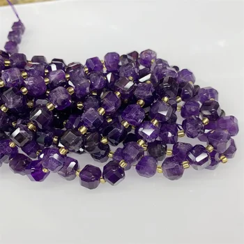 6-7 8-9mm Healing Crystal Quartz Beads Amethyst Natural Gemstone Faceted Cube Strand Beads For Jewelry DIY Making Loose Beads