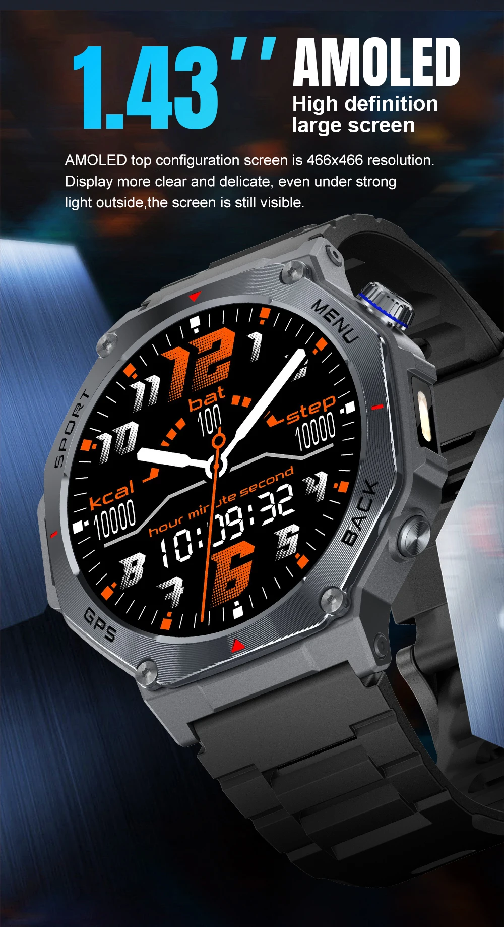 If you are searching for a supplier of a product with perfect quality control and highly competitive prices, which gives you an advantage in expanding your local market, then contact us now!  Competitive suppliers of  2026 V20 Relojes Smart Watch Flashlight 1.43inch Amoled Screen 30M Waterproof Barometer BT Call Outdoor Sports GPS Smartwatch