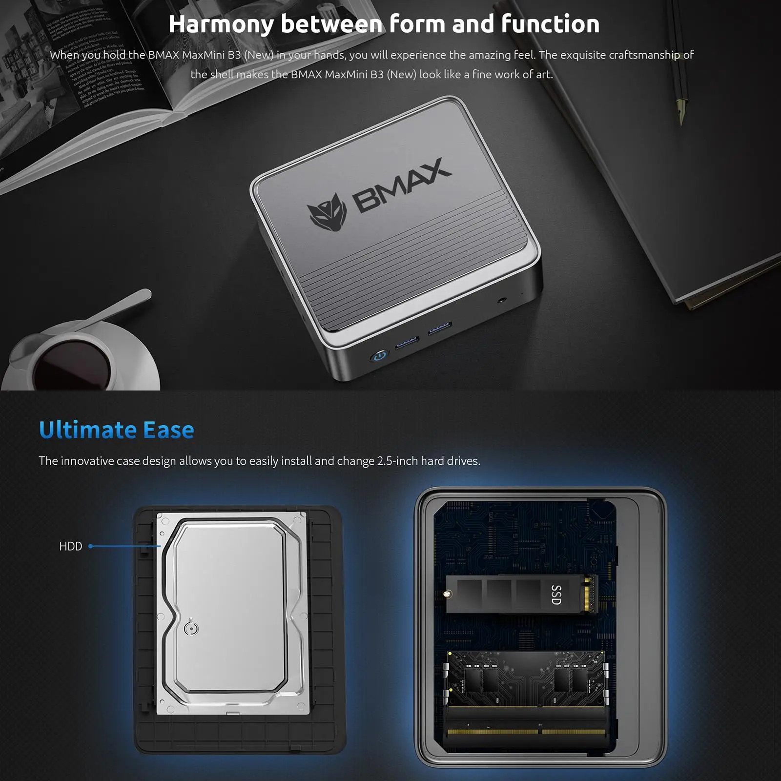 Factory Price BMAX B3 2025 Win11 Mini PC 8GB RAM 256GB ROM
